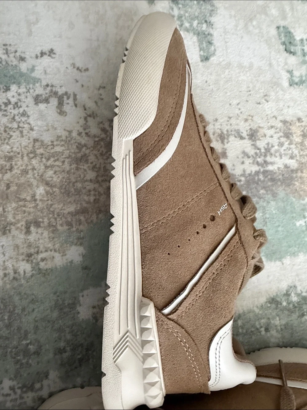 ASH Tan Suede Low-Top Sneakers with White Trim